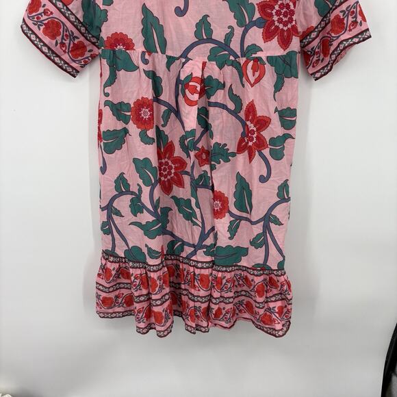 J Crew Tunic Dress Womens Medium Floral Block Print Resort Boho Organic Cotton - Picture 8 of 8